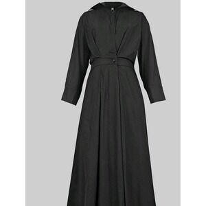 3XL-NWT Uoozee Women's Black Long Sleeve ShirtDress Single Button Gathered Waist